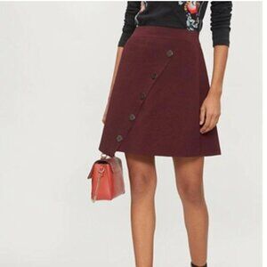 Sandro - Autumn Berkeley Fiji Asymmetric Button Skirt In Bordeaux